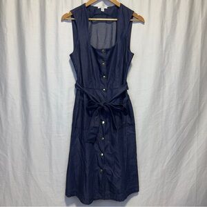 Elegant Navy Denim Button-Down Dress